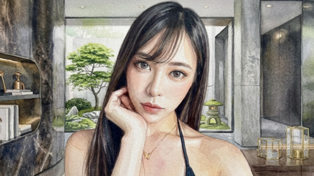 水彩画風で描かれた女性のイラスト