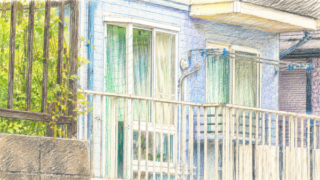 住宅のベランダと窓を描いたイラスト