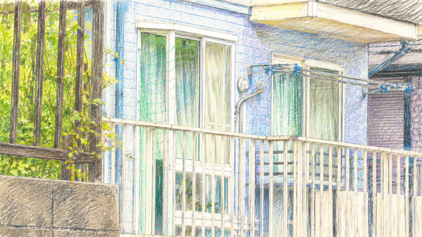 住宅のベランダと窓を描いたイラスト