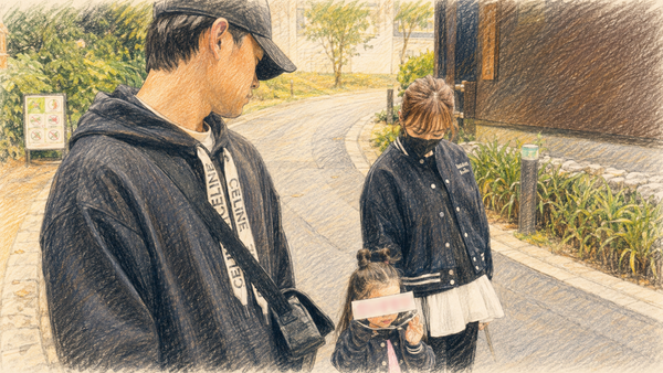 キッザニアで泣く4歳の娘と回り続けるカメラのイメージ