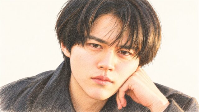 俳優の鈴鹿央士を描いた色鉛筆風のイラスト